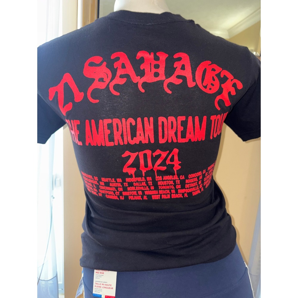 21 Savage American Dream Tour 2024 T-Shirt Black Slaughter Gang Small - Picture 3 of 5